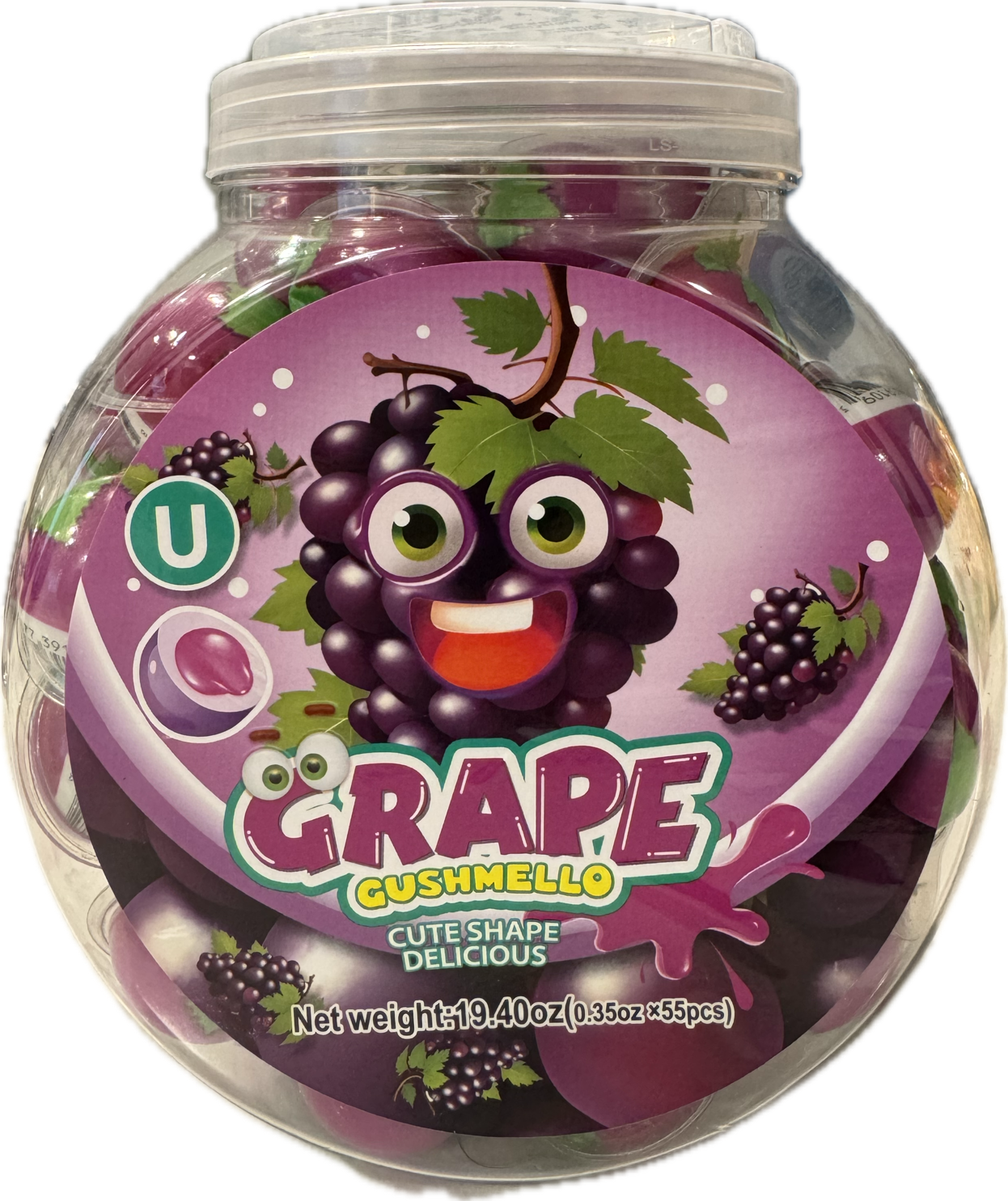 Gushmello Liquid Filled Gummy Grape Candy Jar