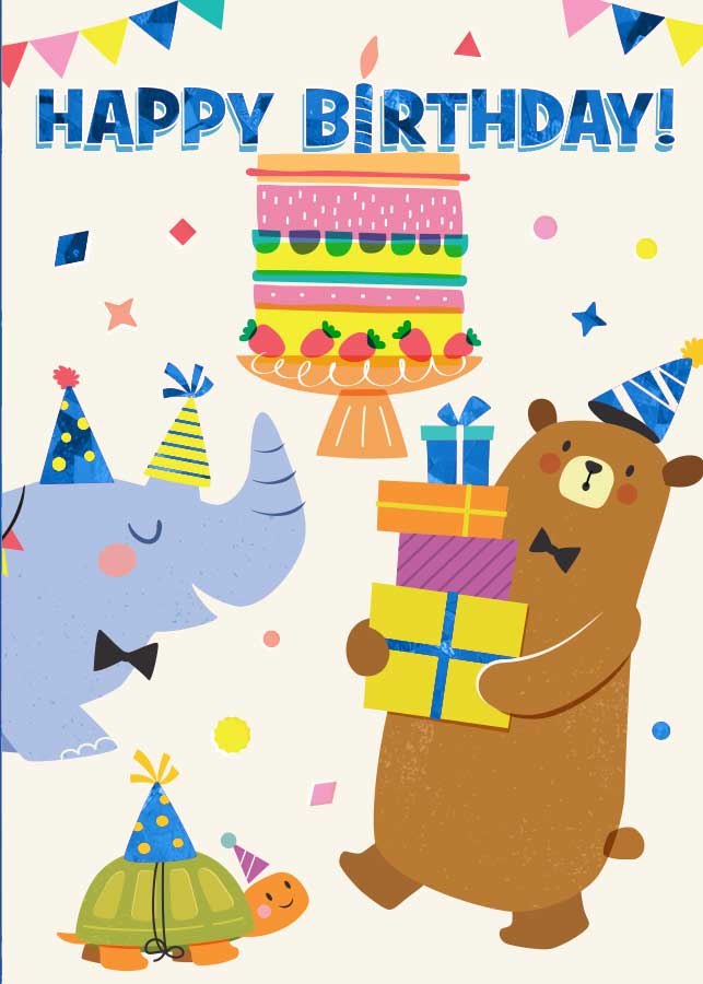 Birthday Party Animals - Foil Card