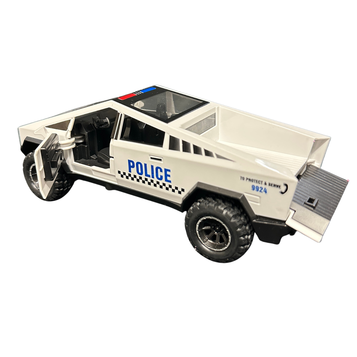7.5" Friction Cybertruck Police Car with Lights, Sound & Vapor Effect MSCYBP