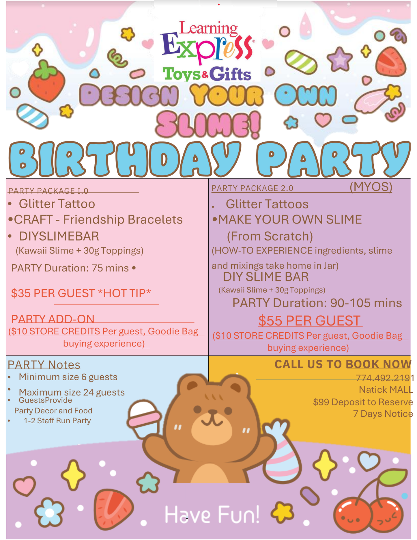 SLIME WORKSHOP PARTY PKG 1