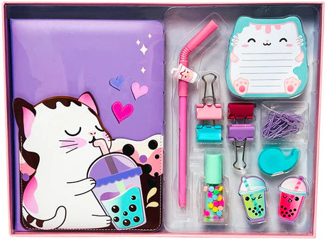 Boba Kit Tea Cat Stationery Set