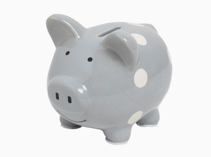 Gray Polka Dot Mini Piggy Bank
