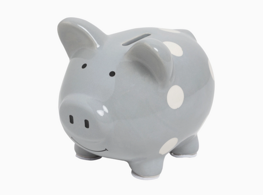 Gray Polka Dot Mini Piggy Bank