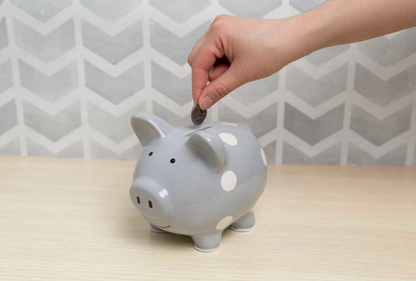 Gray Polka Dot Mini Piggy Bank