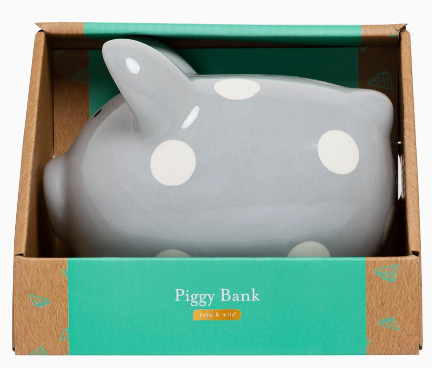 Gray Polka Dot Mini Piggy Bank