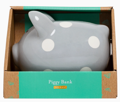 Gray Polka Dot Mini Piggy Bank