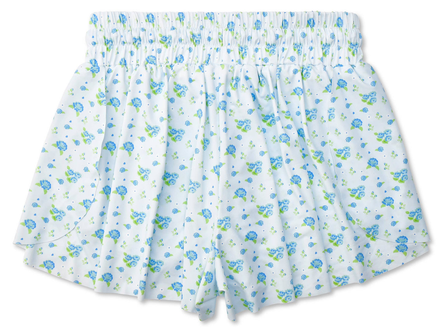 Blue Floral Butterfly Shorts (Youth Medium (10-12))
