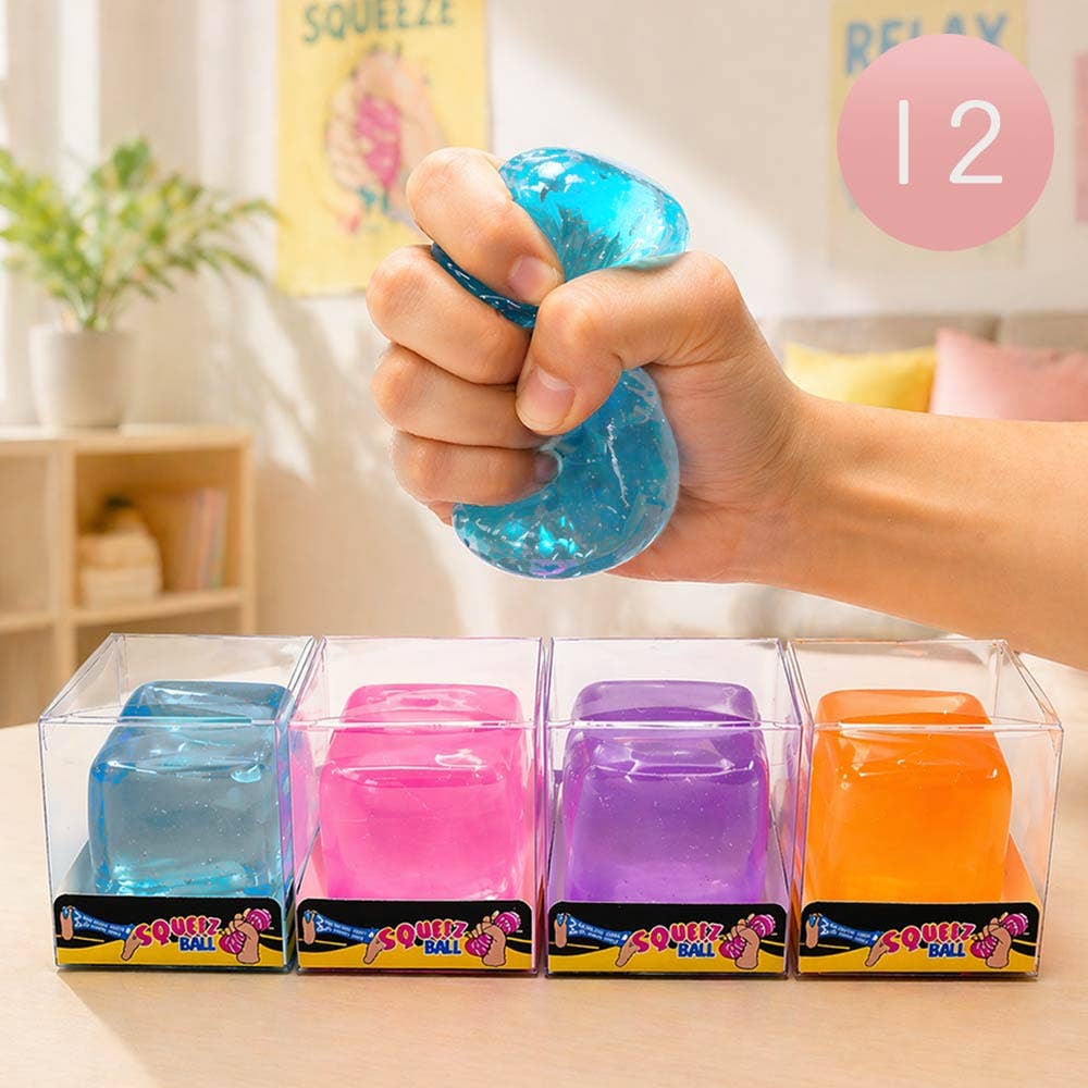 CUBE SQUEEZE Colorful Gel Squishy Stress Relief Ball Toy