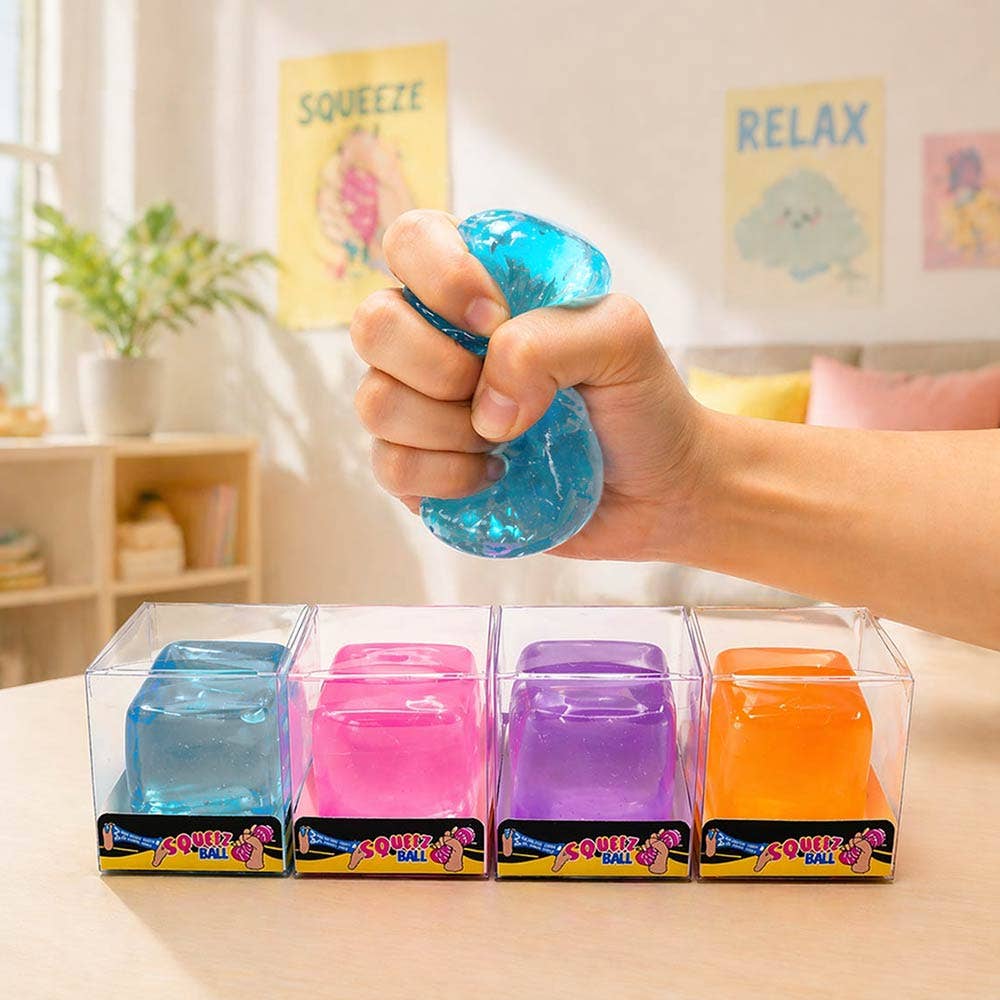 CUBE SQUEEZE Colorful Gel Squishy Stress Relief Ball Toy