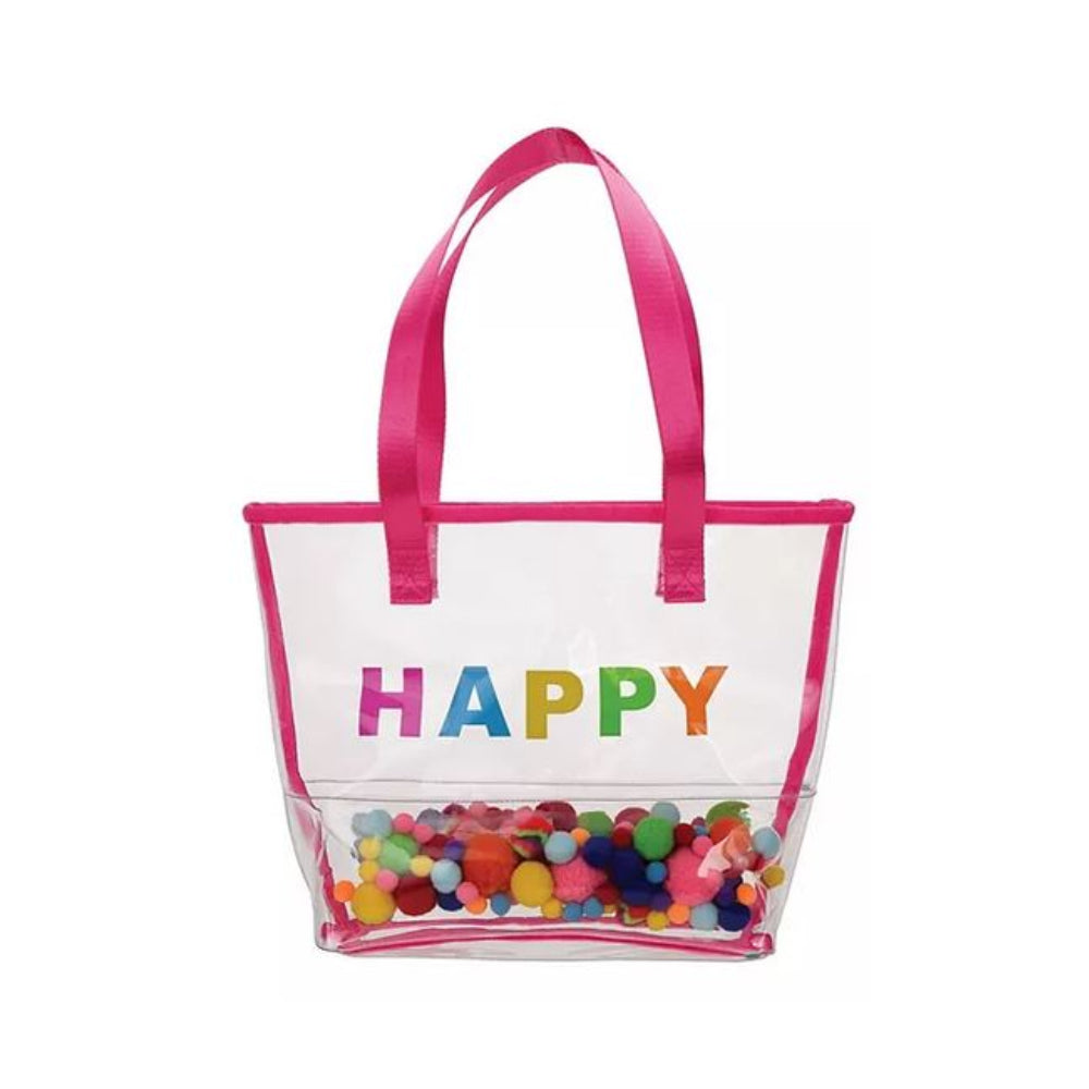 Happy Tote with Pom Poms