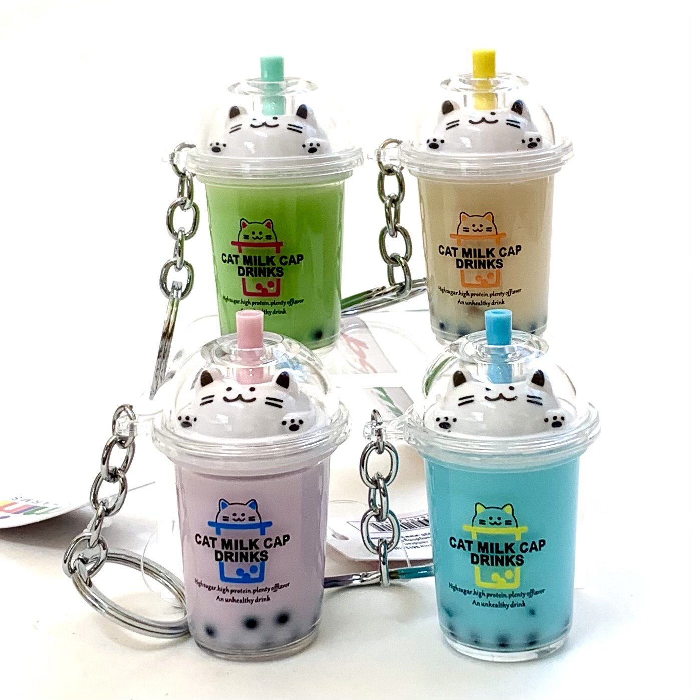 Boba Tea Cat Charm Keyrin